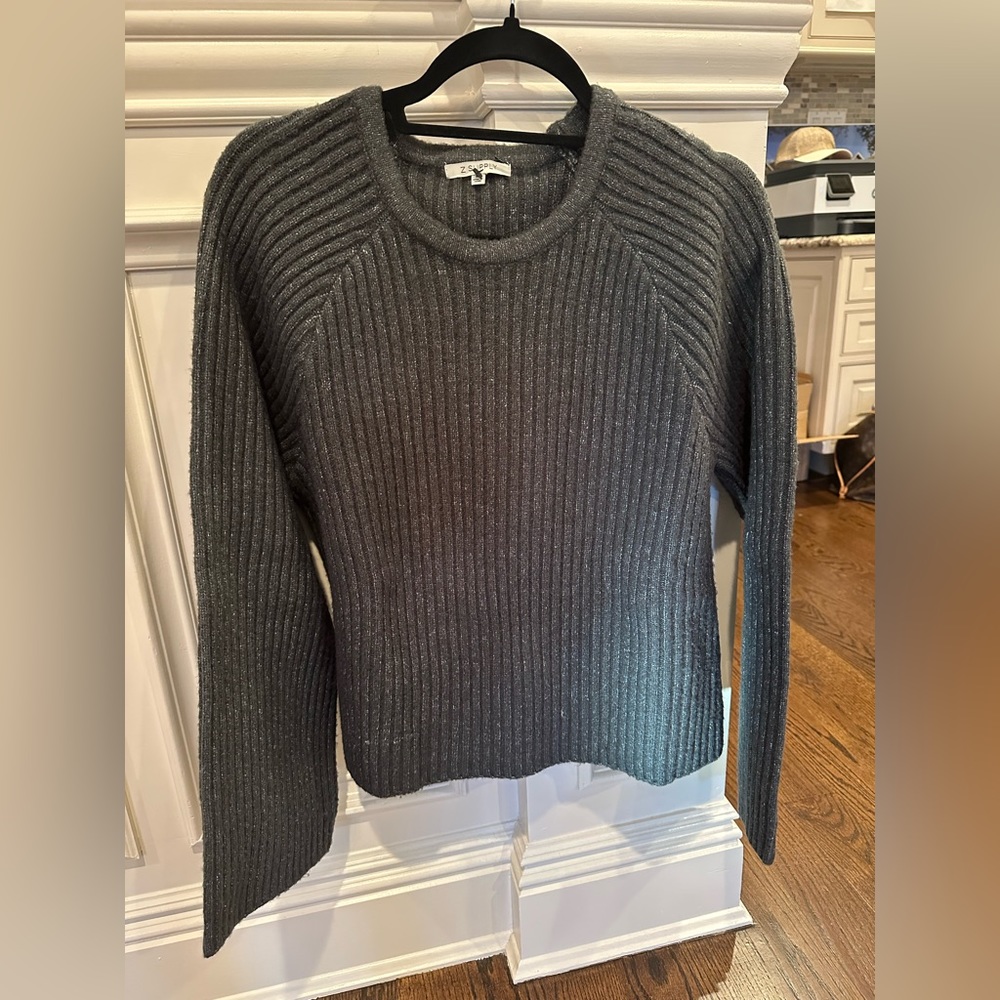 Zsupply ribbed crewneck sweater, Size Medium, Marled blue/grey color
